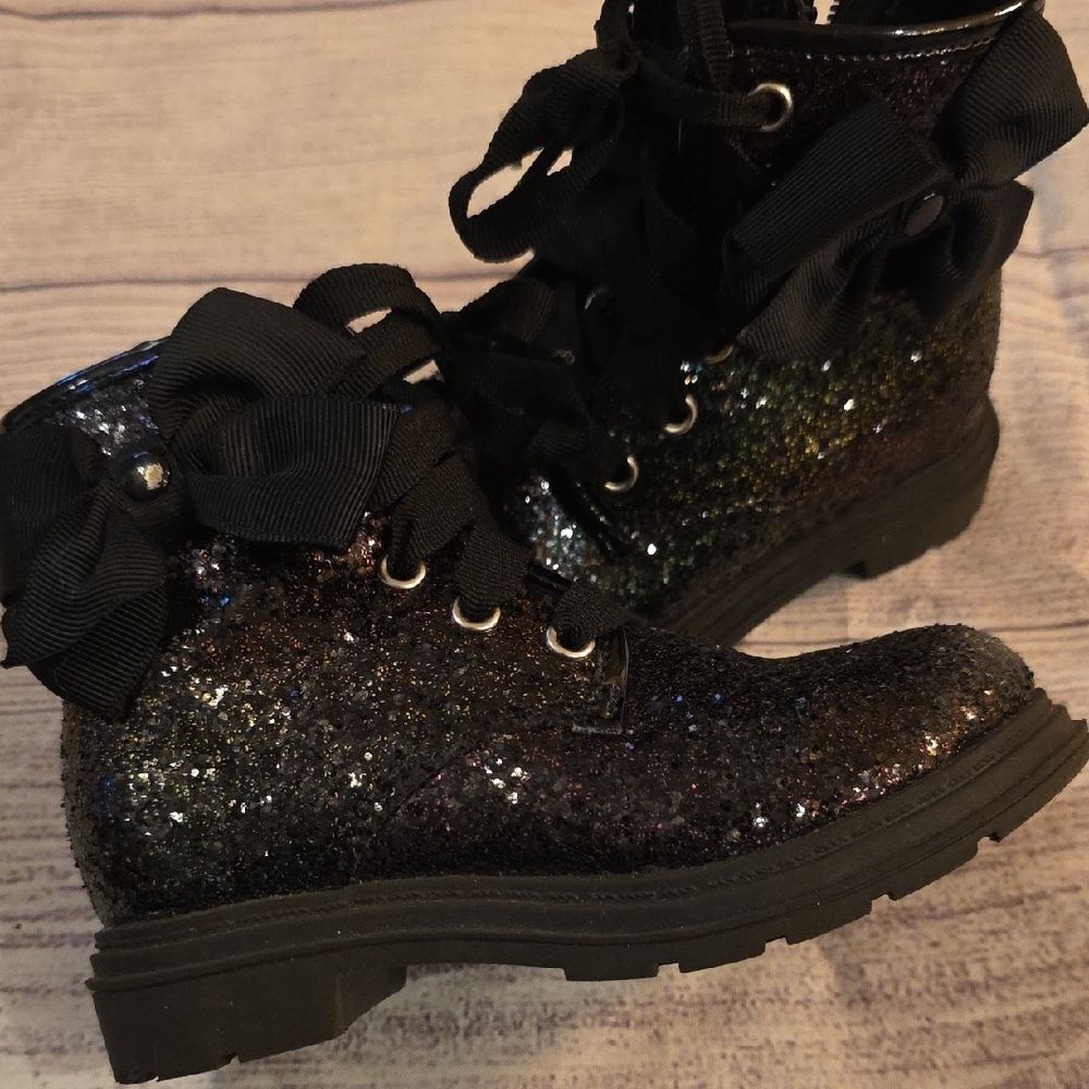JoJo Siwa Black Glitter Combat Boots - Picture 3 of 6